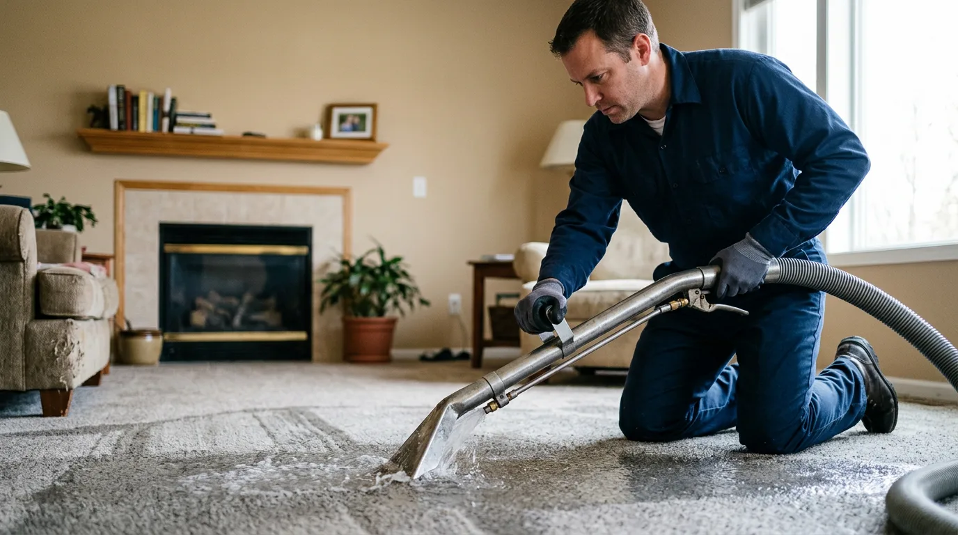 Water damage restoration technician working near Pittsfield, ME